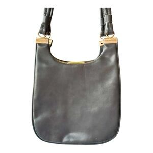 1960s Vintage Mod Gray Leather Shoulder Bag